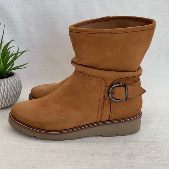 NEXT Forever Comfort Tan Leather Ruched Ankle Buckle Boots Woman’s EU41 US - Picture 3 of 11